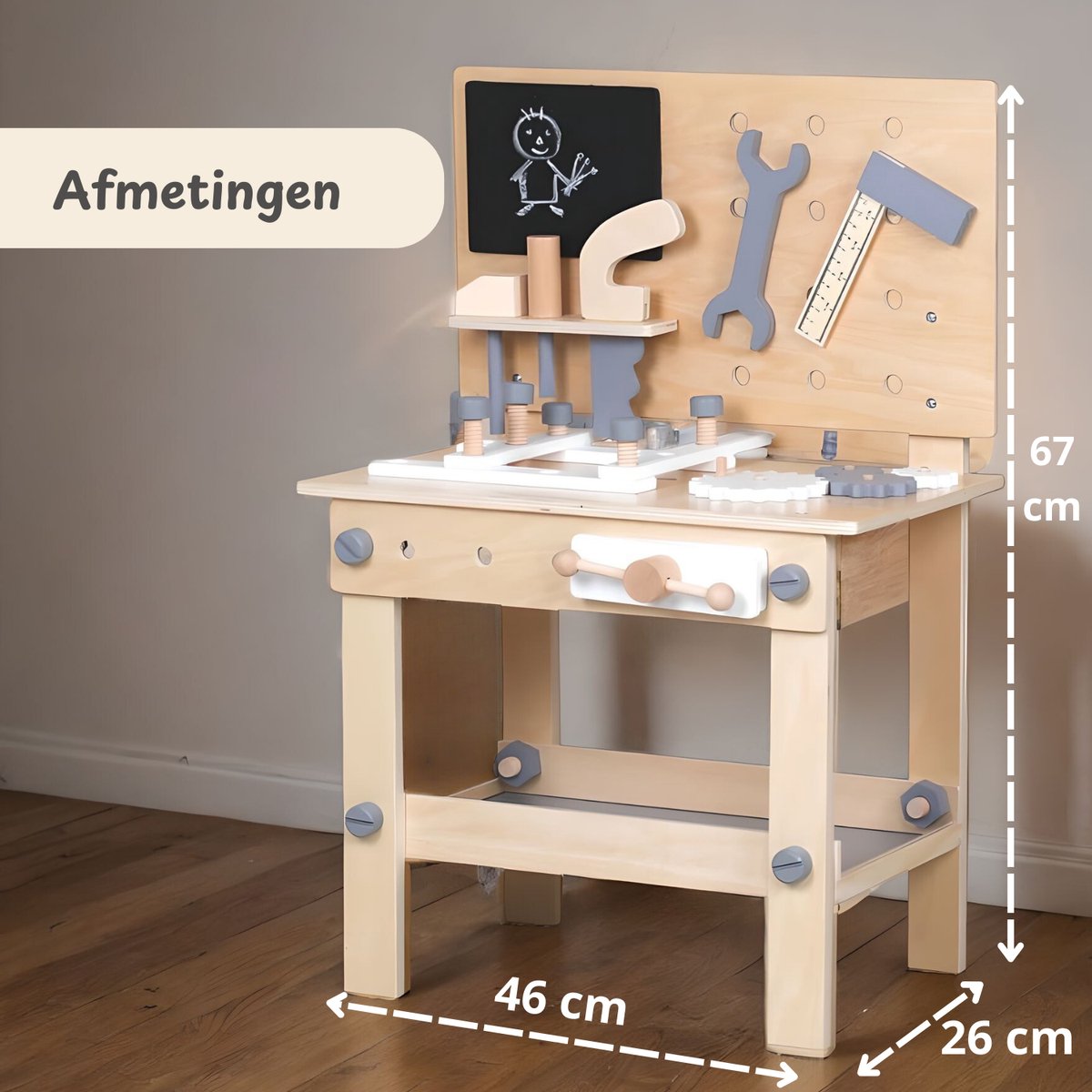 Houten gereedschapset - Werkbank - Kinderspeelgoed - vanaf 3 jaar - Hout