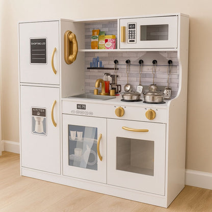 Houten speelkeuken inclusief keukengerei - Wit