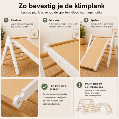 Houten pikler glijplank - Combinatieplank - Triclimb uitbreiding