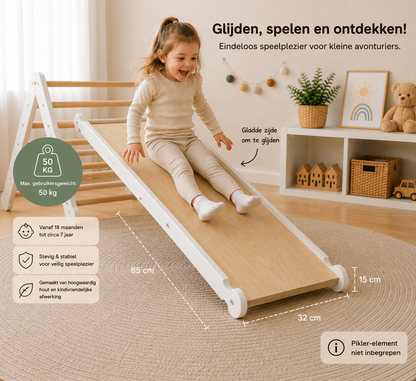 Houten pikler glijplank - Combinatieplank - Triclimb uitbreiding