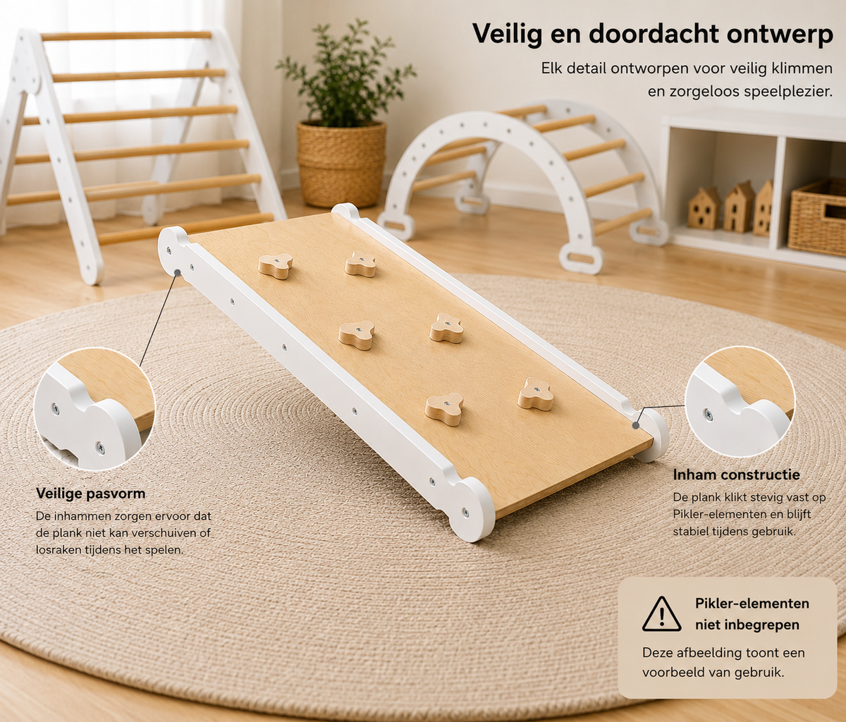 Houten pikler glijplank - Combinatieplank - Triclimb uitbreiding