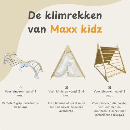 Maxx Kidz - Pikler klimdriehoek - Met tent