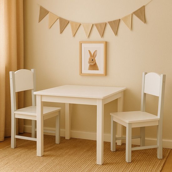 Maxx Kidz - Kindertafel met 2 stoeltjes - Speeltafel Peuters – Wit