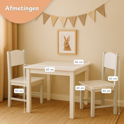 Maxx Kidz - Kindertafel met 2 stoeltjes - Speeltafel Peuters – Wit