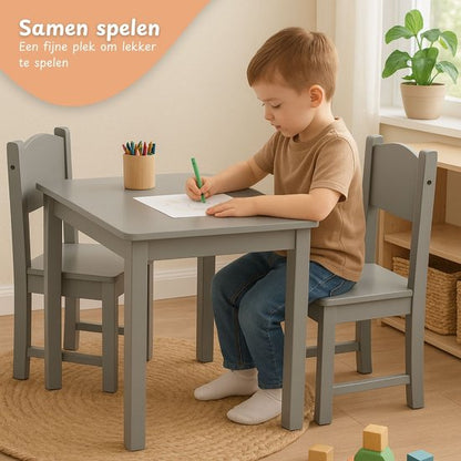 Maxx Kidz - Kindertafel met 2 stoeltjes - Speeltafel Peuters – Grijs