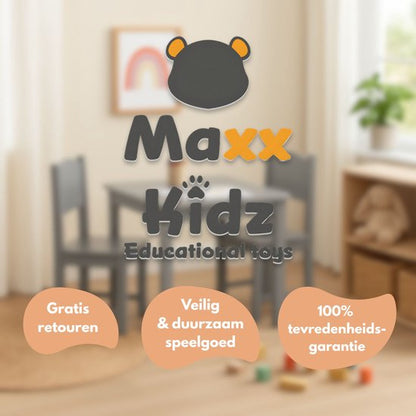 Maxx Kidz - Kindertafel met 2 stoeltjes - Speeltafel Peuters – Grijs