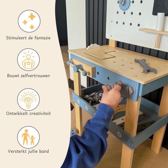 Maxx Kidz Houten Speelgoed werkbank - Met gereedschap