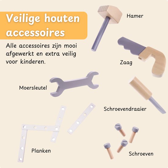 Maxx Kidz Houten Speelgoed werkbank - Met gereedschap