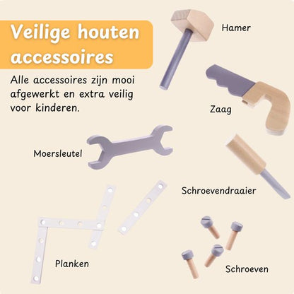 Maxx Kidz Houten Speelgoed werkbank - Met gereedschap