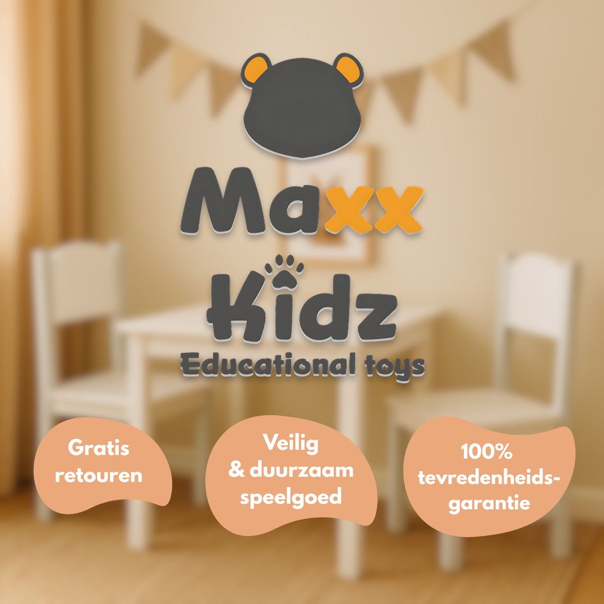 Maxx Kidz Kindertafel en 2 Stoeltjes - Speeltafel voor Kinderen