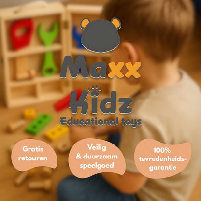 Maxx Kidz - Houten Gereedschapset XL – 45 Onderdelen