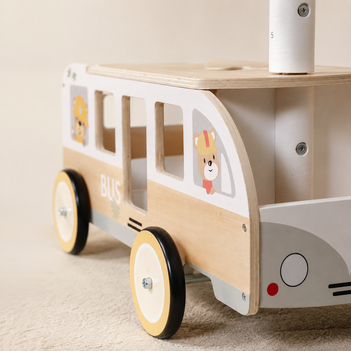 MaxxKidz Houten Loopwagen Bus - Loopauto voor Baby & Peuter