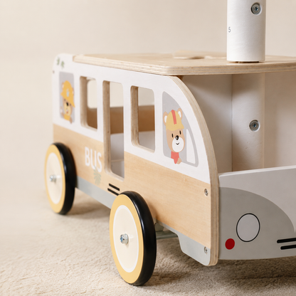 MaxxKidz Houten Loopwagen Bus - Loopauto voor Baby & Peuter