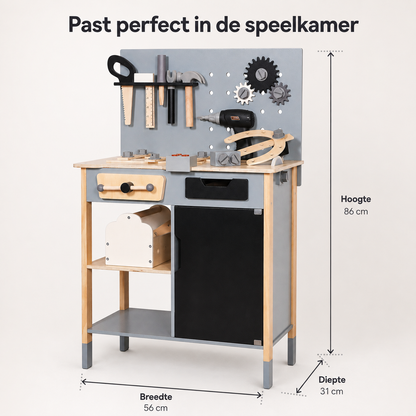 MaxxKidz Houten Kinderwerkbank met Gereedschap - Luxe Speelgoed Werkbank