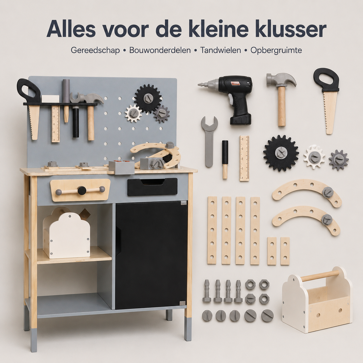 MaxxKidz Houten Kinderwerkbank met Gereedschap - Luxe Speelgoed Werkbank