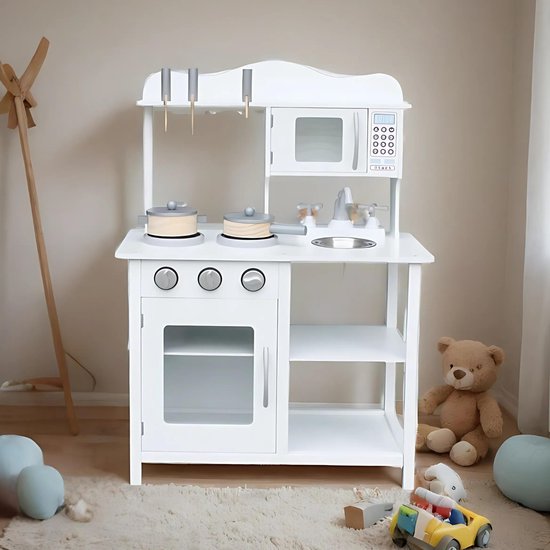 Houten speelkeuken inclusief accessoires - Wit