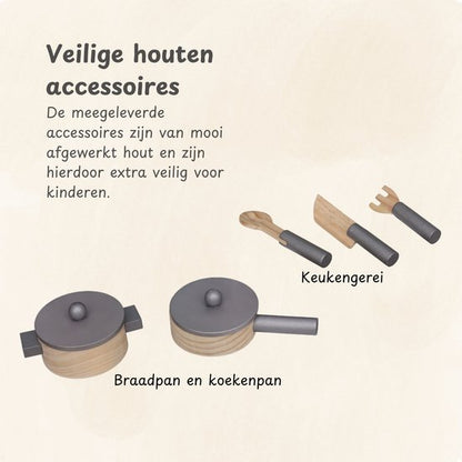 Houten speelkeuken inclusief accessoires - Wit