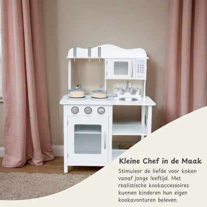 Houten speelkeuken inclusief accessoires - Wit