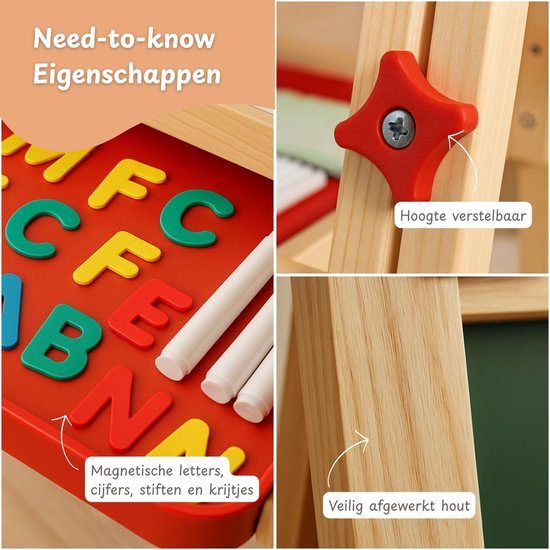 Maxx Kidz - Multifunctioneel houten schoolbord 100cm