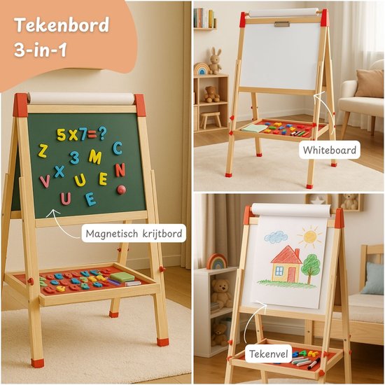 Maxx Kidz - Multifunctioneel houten schoolbord 100cm