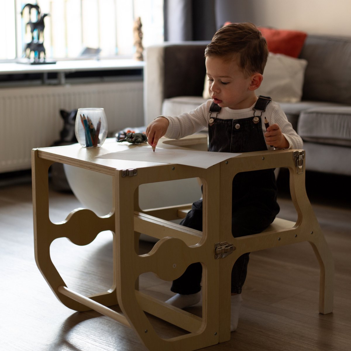 Maxx Kidz - Houten leertoren Montessori - houtkleur