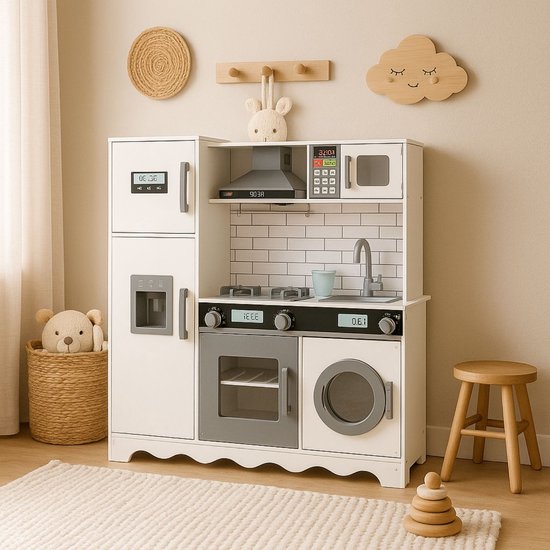 Houten speelkeuken inclusief wasmachine