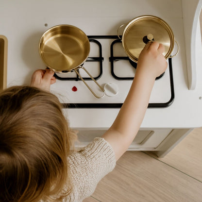Houten speelkeuken met licht en geluid - Incl. keukengerei - Wit