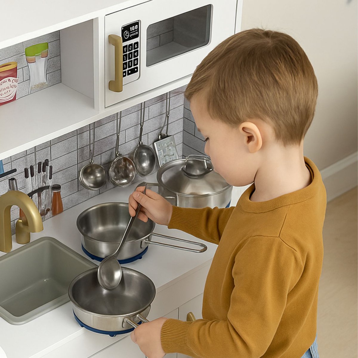 Houten speelkeuken inclusief keukengerei - Wit