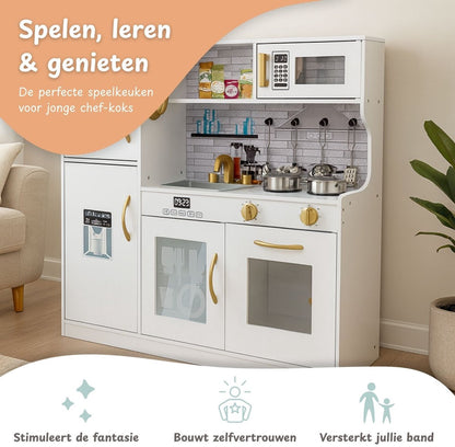 Houten speelkeuken inclusief keukengerei - Wit