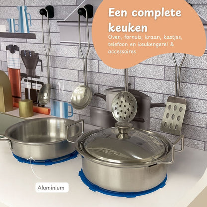 Houten speelkeuken inclusief keukengerei - Wit