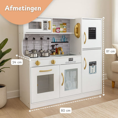 Houten speelkeuken inclusief keukengerei - Wit